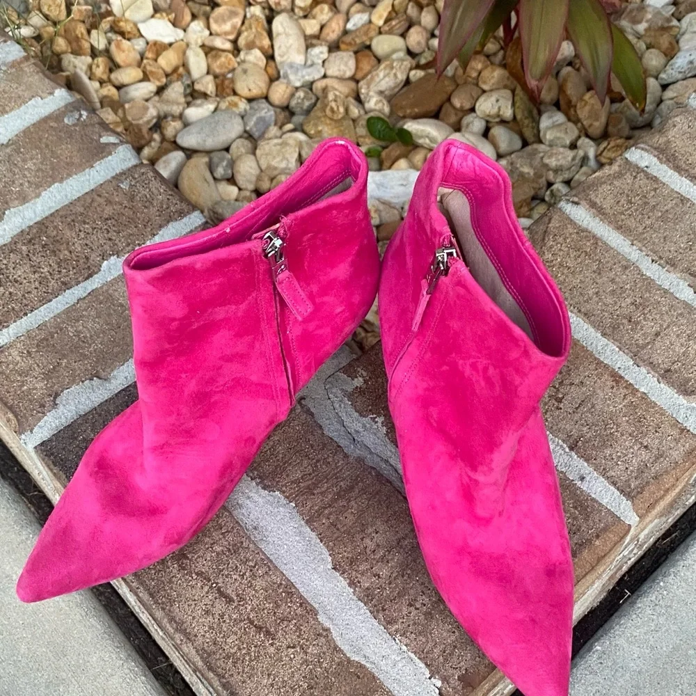 Sam Edelman Pink Suede Ankle Boots - Picture 5 of 9